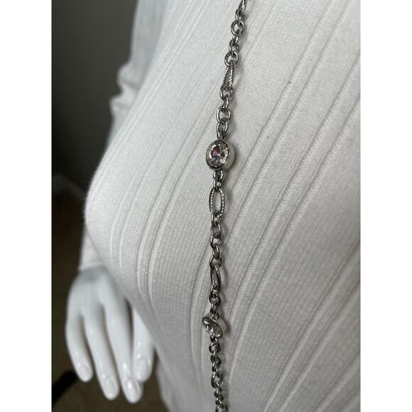 Chico's silver tone necklace signed costume jewelry classic simple trendy - Picture 2 of 16